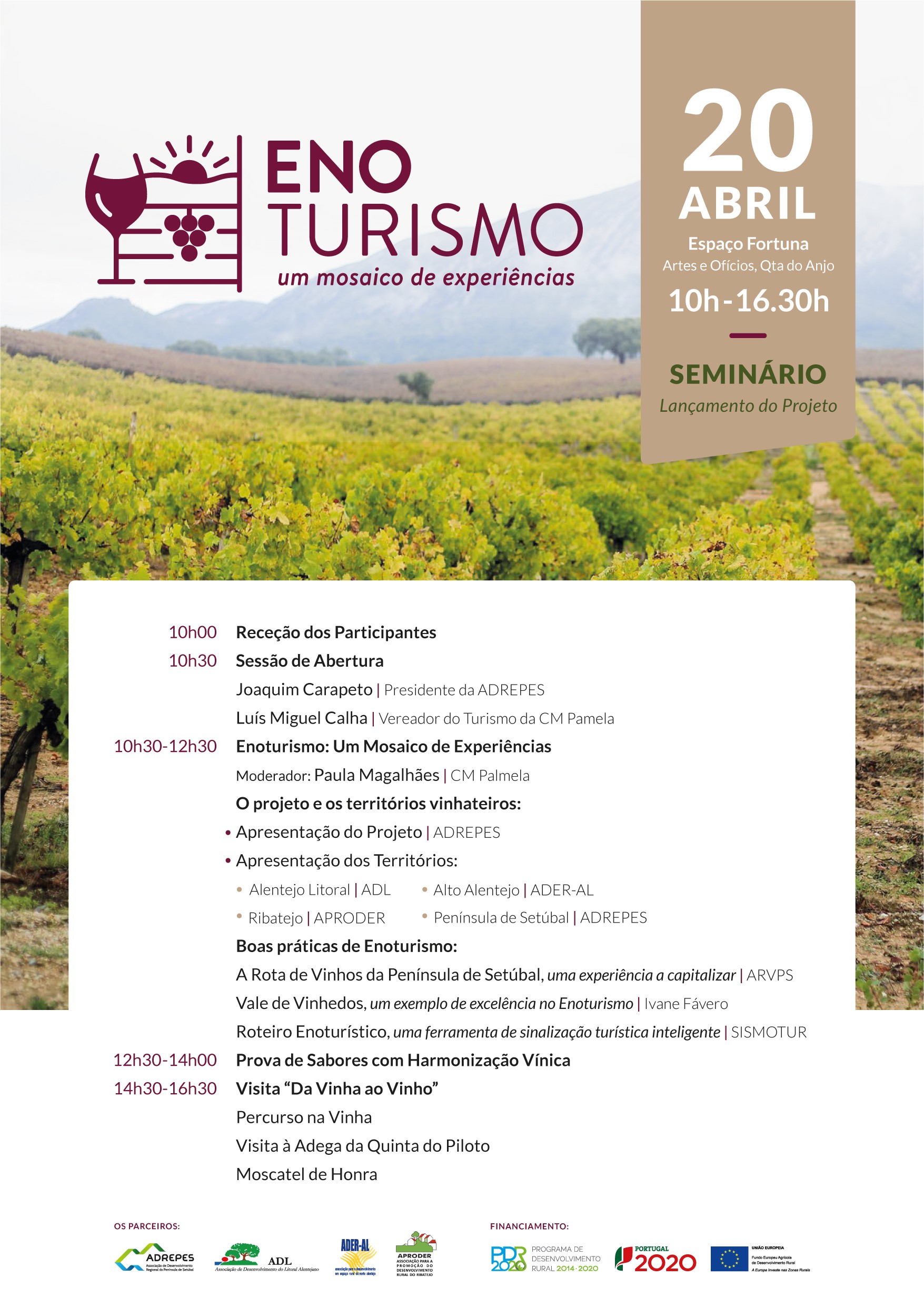 Seminário de lançamento do projeto “Enoturismo: um mosaico de experiências”, dia 20 de abril no Espaço Fortuna